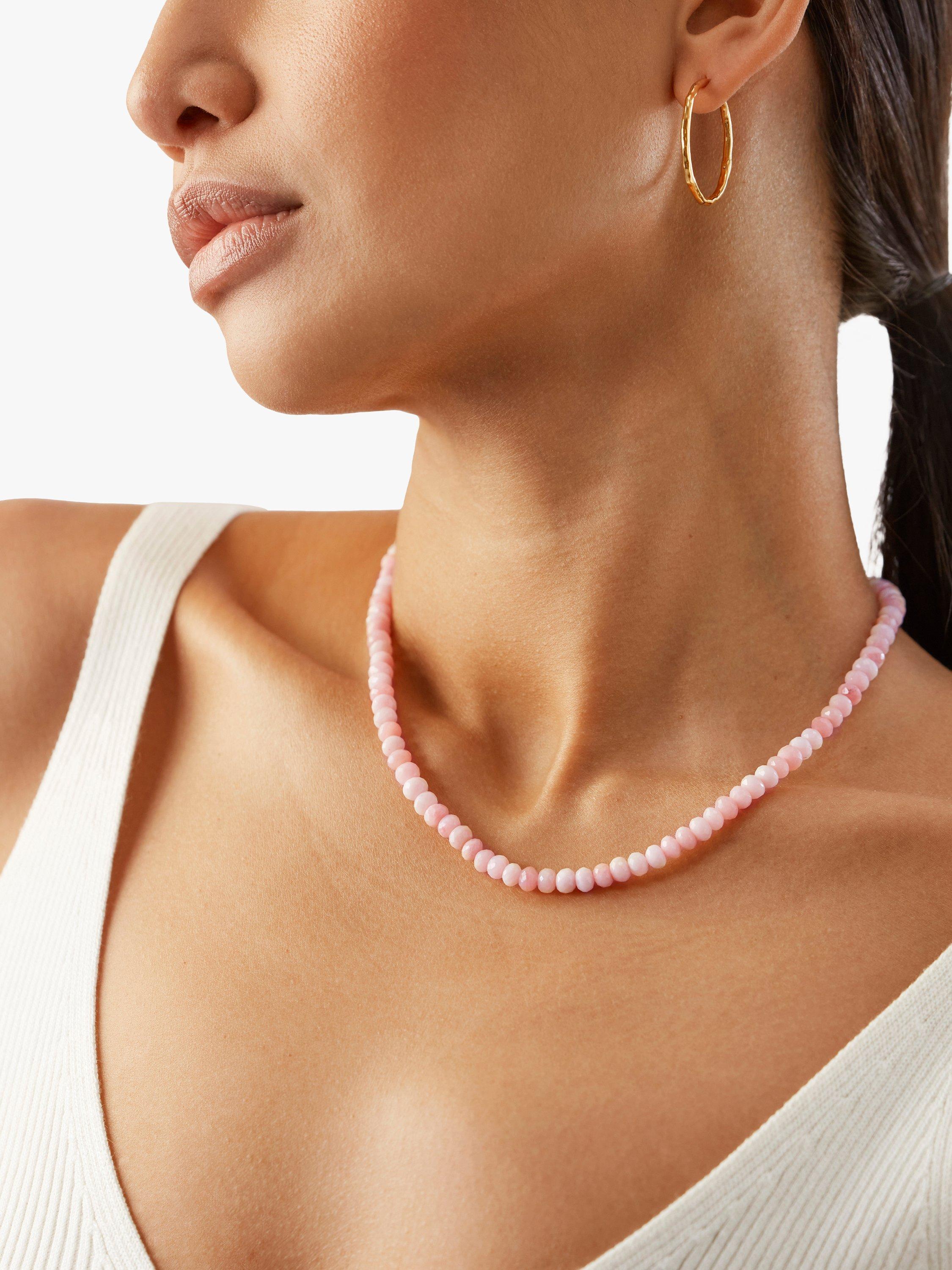 Product image 4 of 4, which shows Monica Vinader Love Beaded Opal Necklace, Pink
