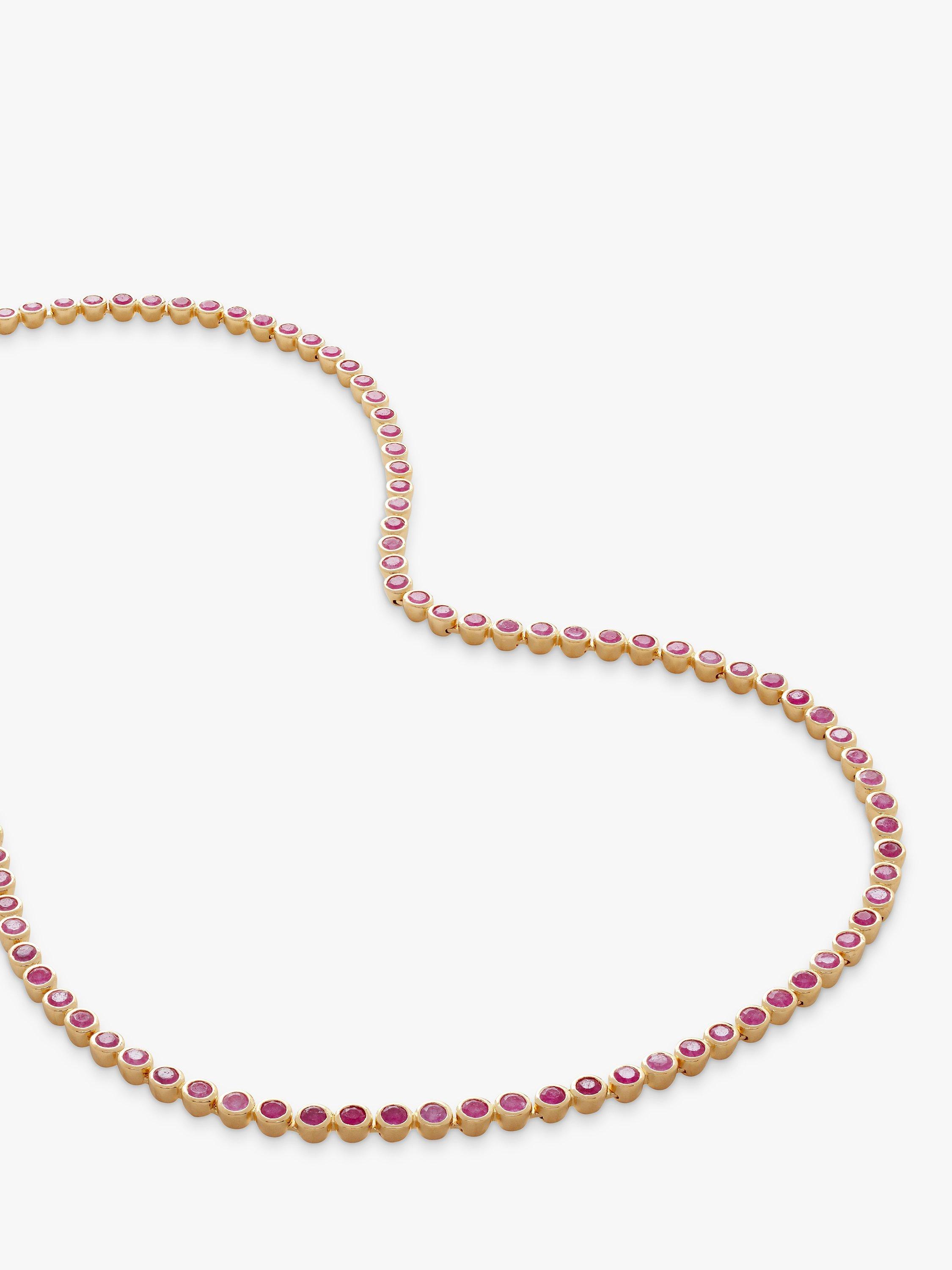 Monica Vinader Tennis Necklace, Gold/Pink Quartz