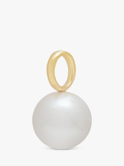 Monica Vinader Nura Round Pearl Pendant Charm, Gold, Gold
