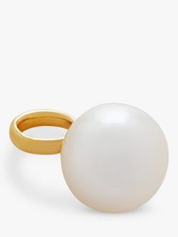 Monica Vinader Nura Round Pearl Pendant Charm, Gold - view 2, Gold