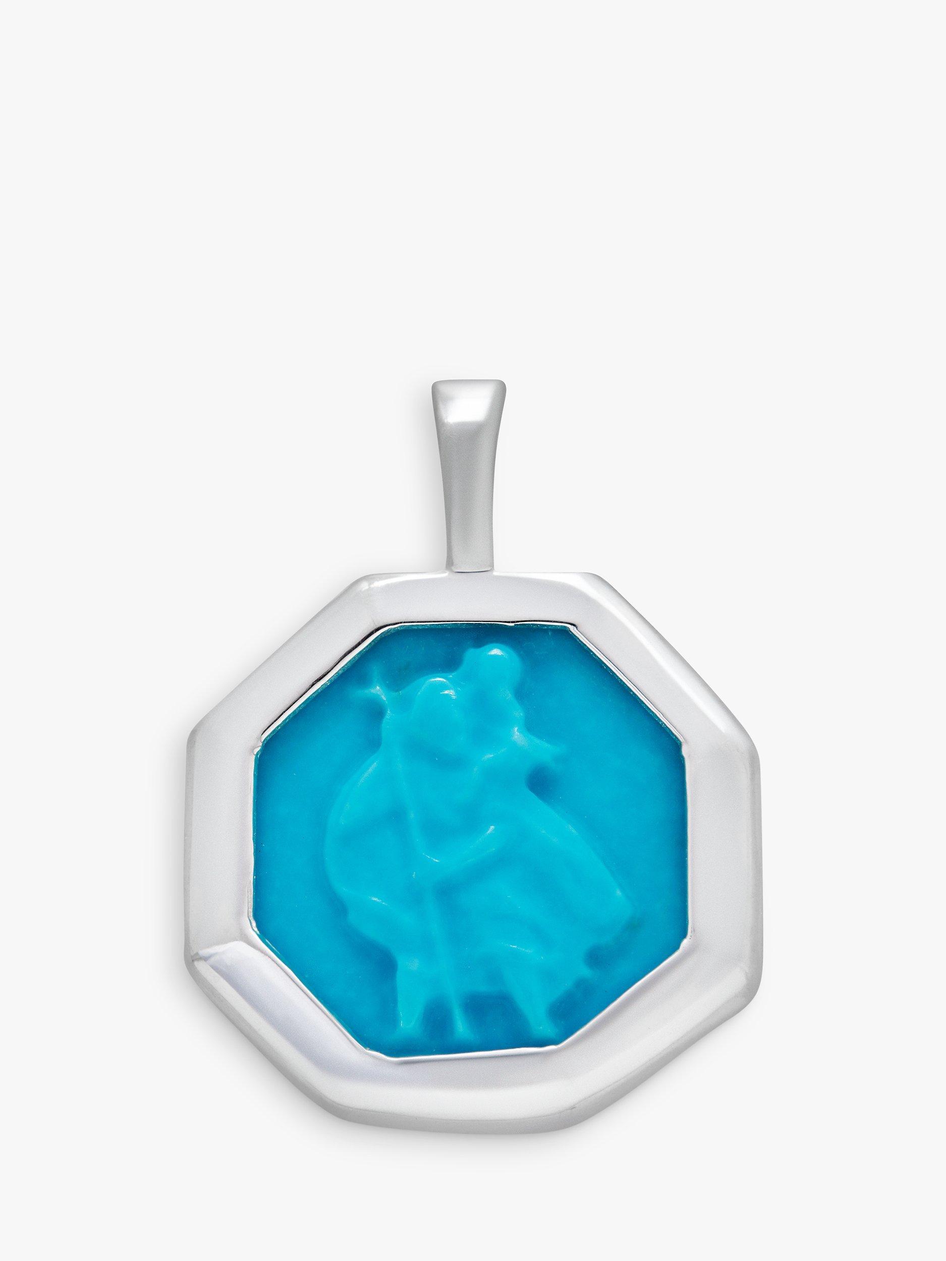 Monica Vinader St Christopher Turquoise Charm, Silver/Blue