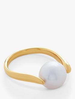 Monica Vinader Nura Round Pearl Ring, Gold, Gold