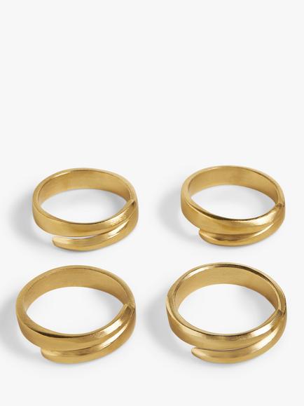 John Lewis Metal Napkin Ring, Set of 4, Gold, Gold Gold