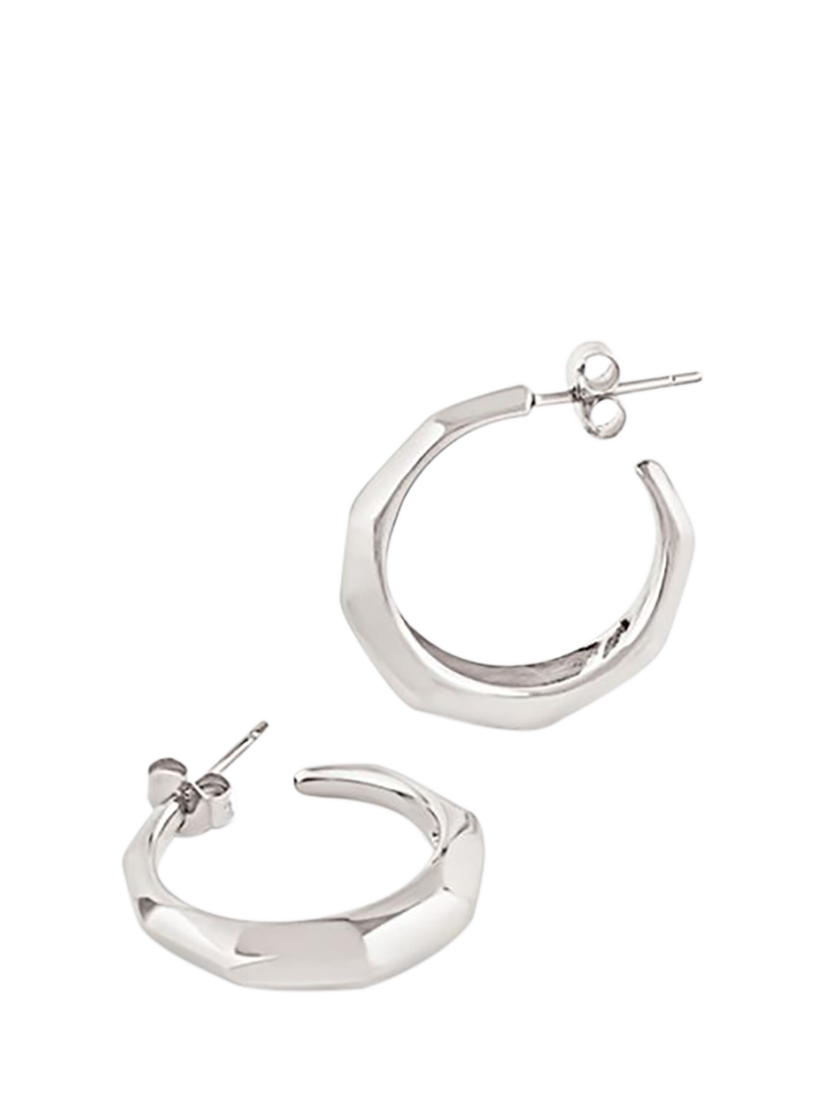 Product image 1 of 5, which shows Dinny Hall Thalassa Tapering Faceted Chunky Hoop Earrings, Silver