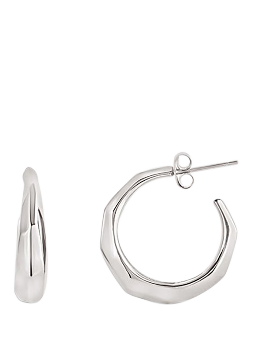 Product image 2 of 5, which shows Dinny Hall Thalassa Tapering Faceted Chunky Hoop Earrings, Silver