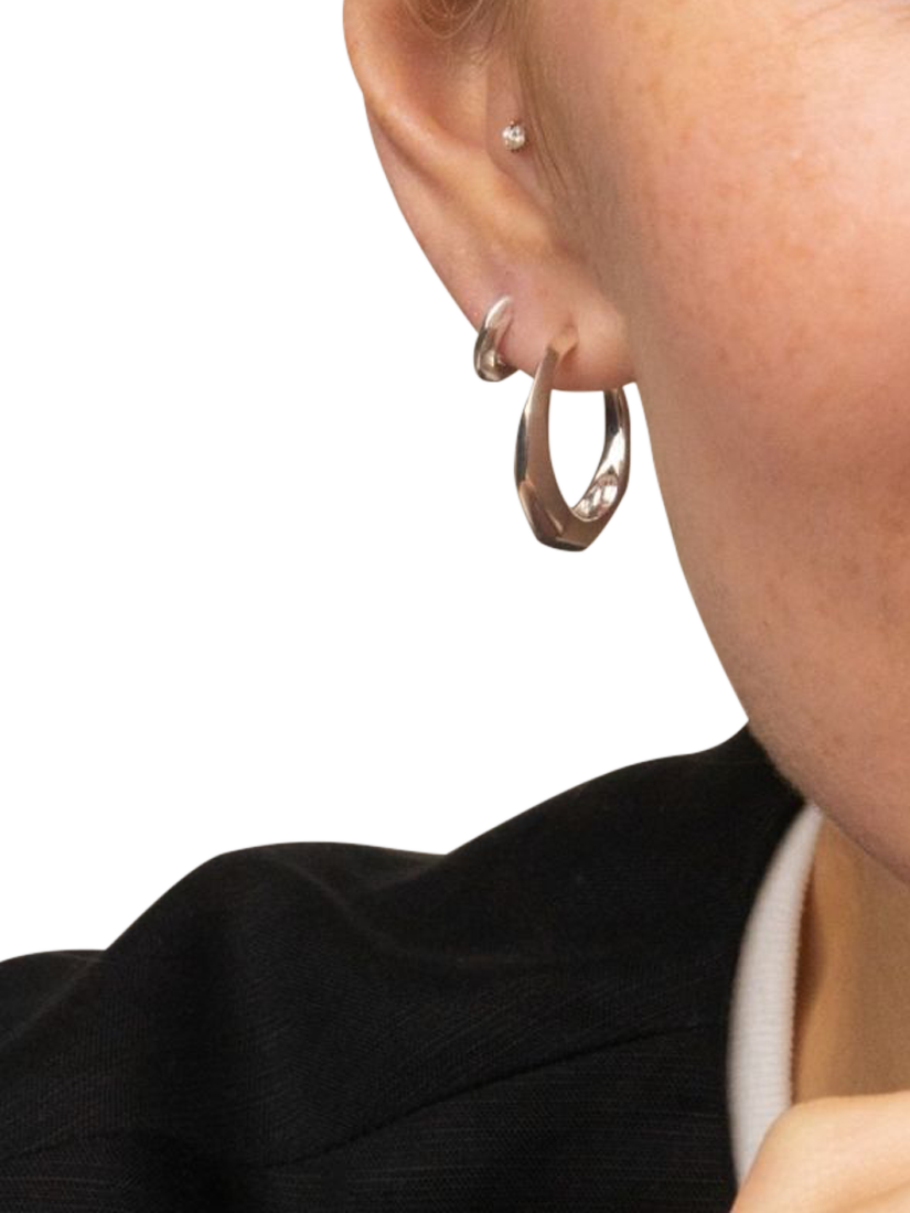 Product image 4 of 5, which shows Dinny Hall Thalassa Tapering Faceted Chunky Hoop Earrings, Silver
