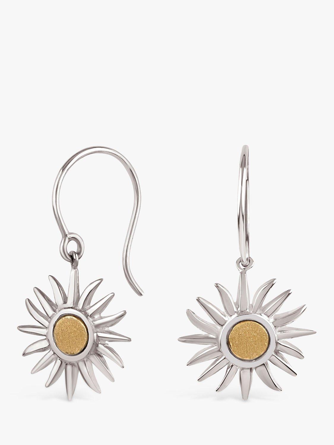 Dinny Hall Sun Charm Drop Earrings, Silver