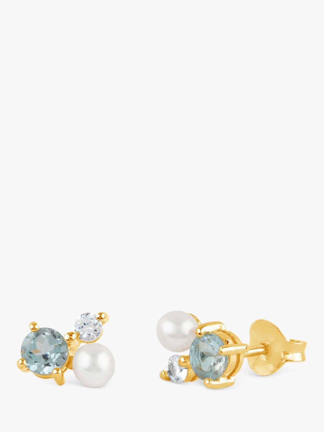 Dinny Hall Gem Drop Trilogy Stud Earrings, Gold/Green