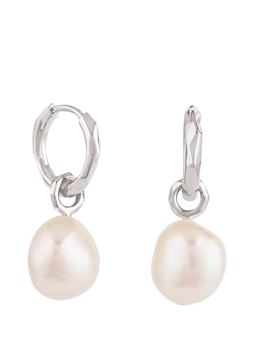 Product image 1 of 3, which shows Dinny Hall Thalassa Pearl Hoop Earrings, Silver