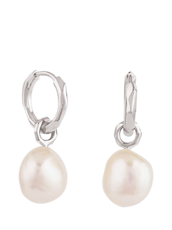 Dinny Hall Thalassa Pearl Hoop Earrings, Silver