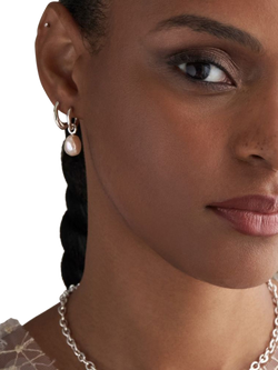 Dinny Hall Thalassa Pearl Hoop Earrings - view 2, Silver