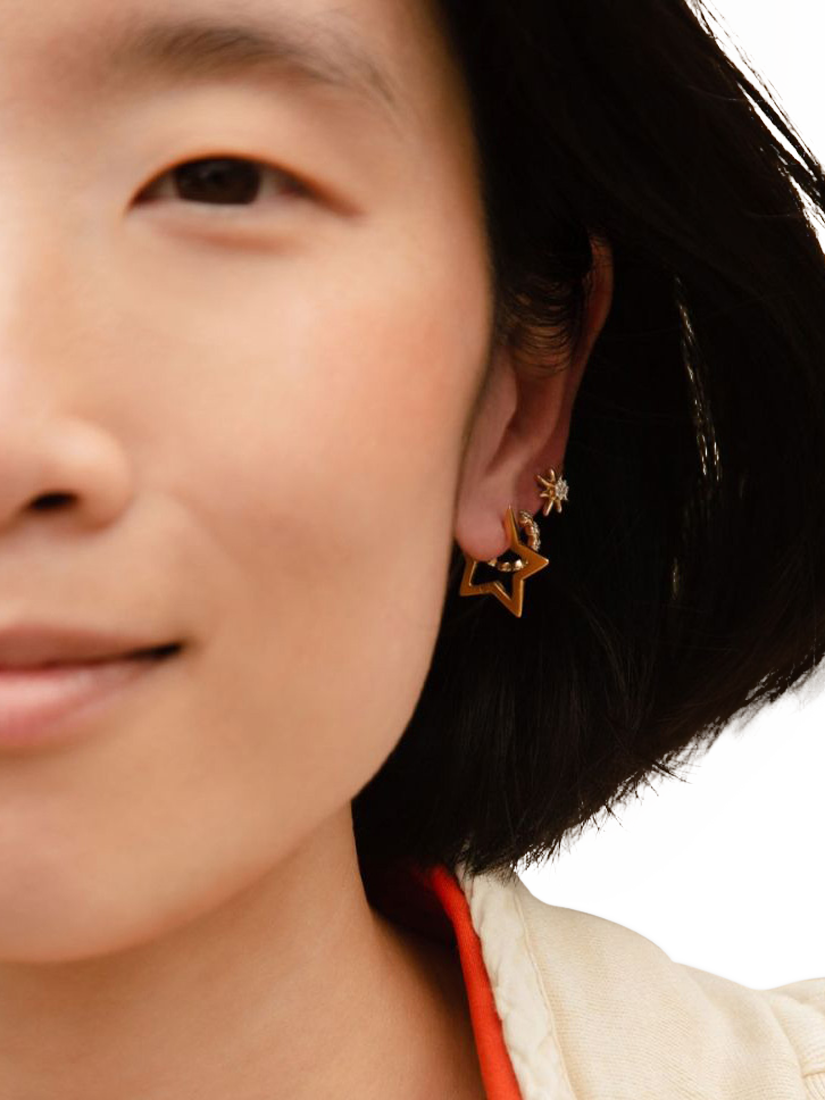Product image 4 of 5, which shows Dinny Hall Star Click Hoop Earrings, Gold