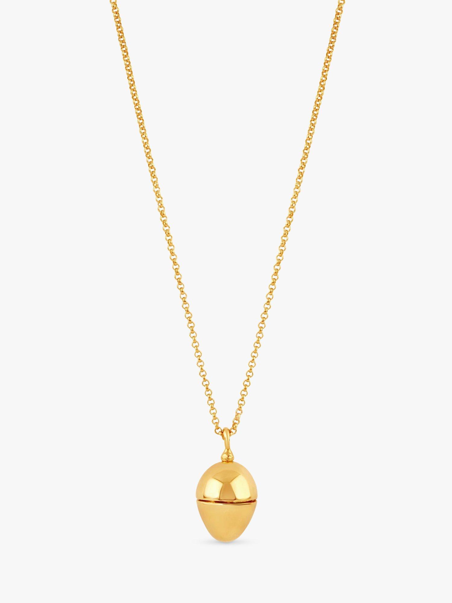 Dinny Hall Clover Charm Egg Locket Pendant Necklace, Gold