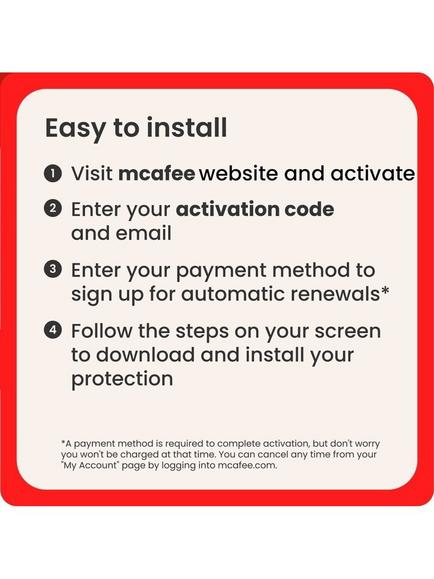 McAfee Total Protection, Automatic Renewal with Unlimited VPN, 1 Device, 1 Year Subscription - view 2, 