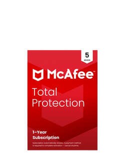 McAfee Total Protection, Automatic Renewal with Unlimited VPN, 5 Devices, 1 Year Subscription, N/A