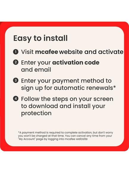 McAfee Total Protection, Automatic Renewal with Unlimited VPN, 5 Devices, 1 Year Subscription - view 2, 