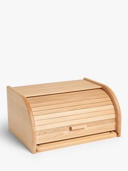 John Lewis Roll Top Bread Bin with Pull-Out Bread Board, FSC-Certified (Beech Wood), Natural