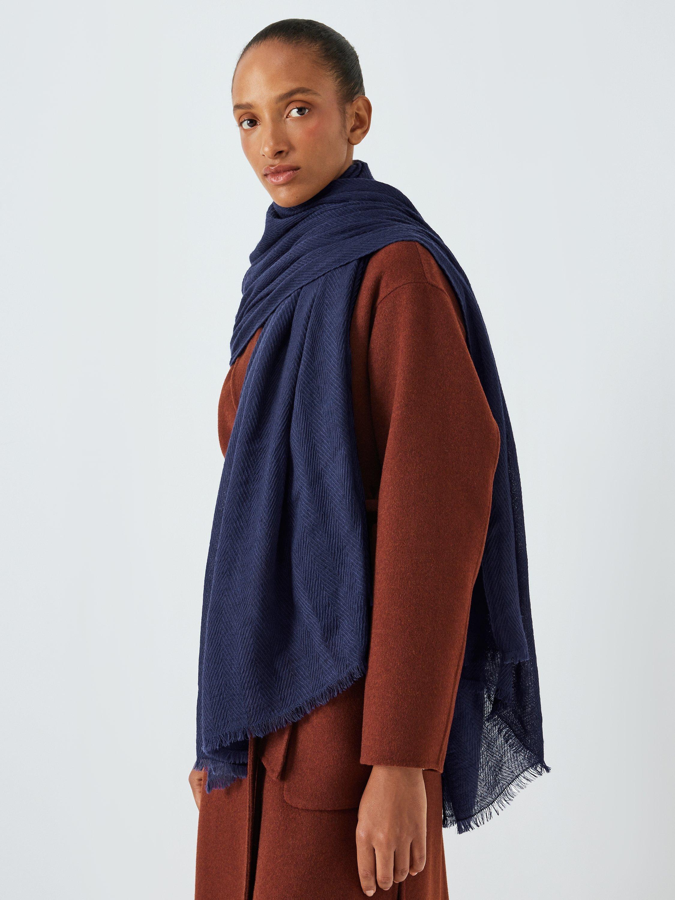 John Lewis Herringbone Scarf, Navy