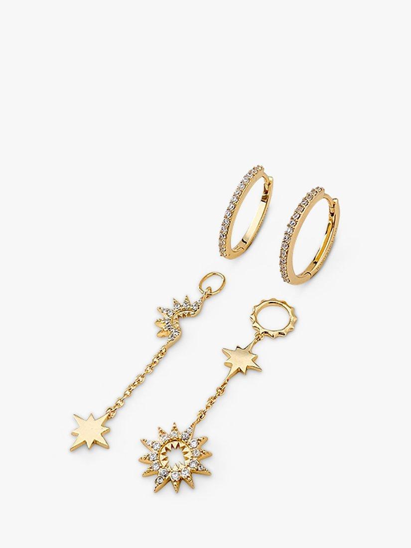 Product image 4 of 5, which shows Wanderlust + Co Sunlit Nova Drop Earrings, Gold