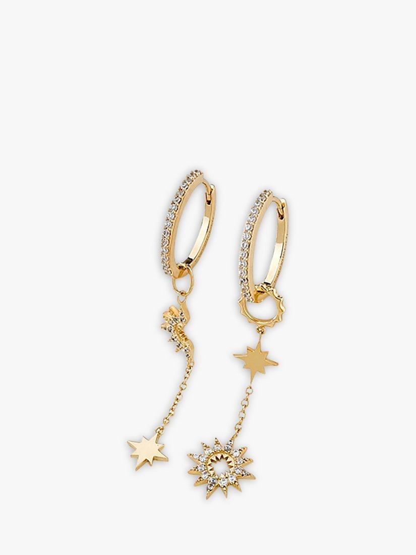 Product image 5 of 5, which shows Wanderlust + Co Sunlit Nova Drop Earrings, Gold