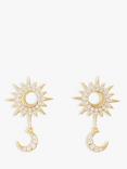 Wanderlust + Co Sunlit Crescent Drop Earrings, Gold