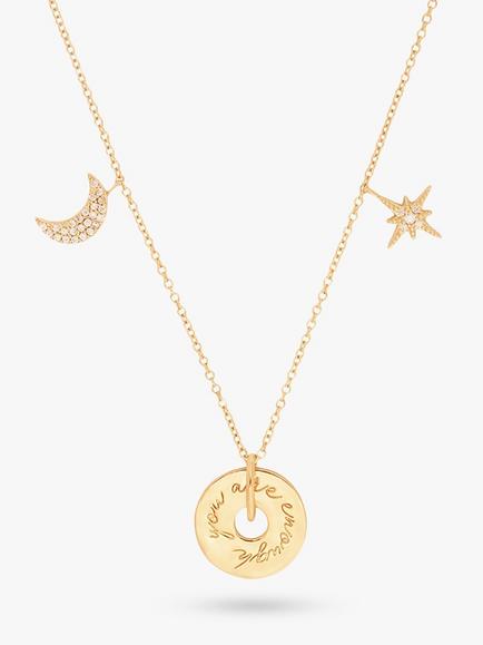 Wanderlust + Co You Are Enough Pendant Necklace, Gold - view 2, Yellow Gold
