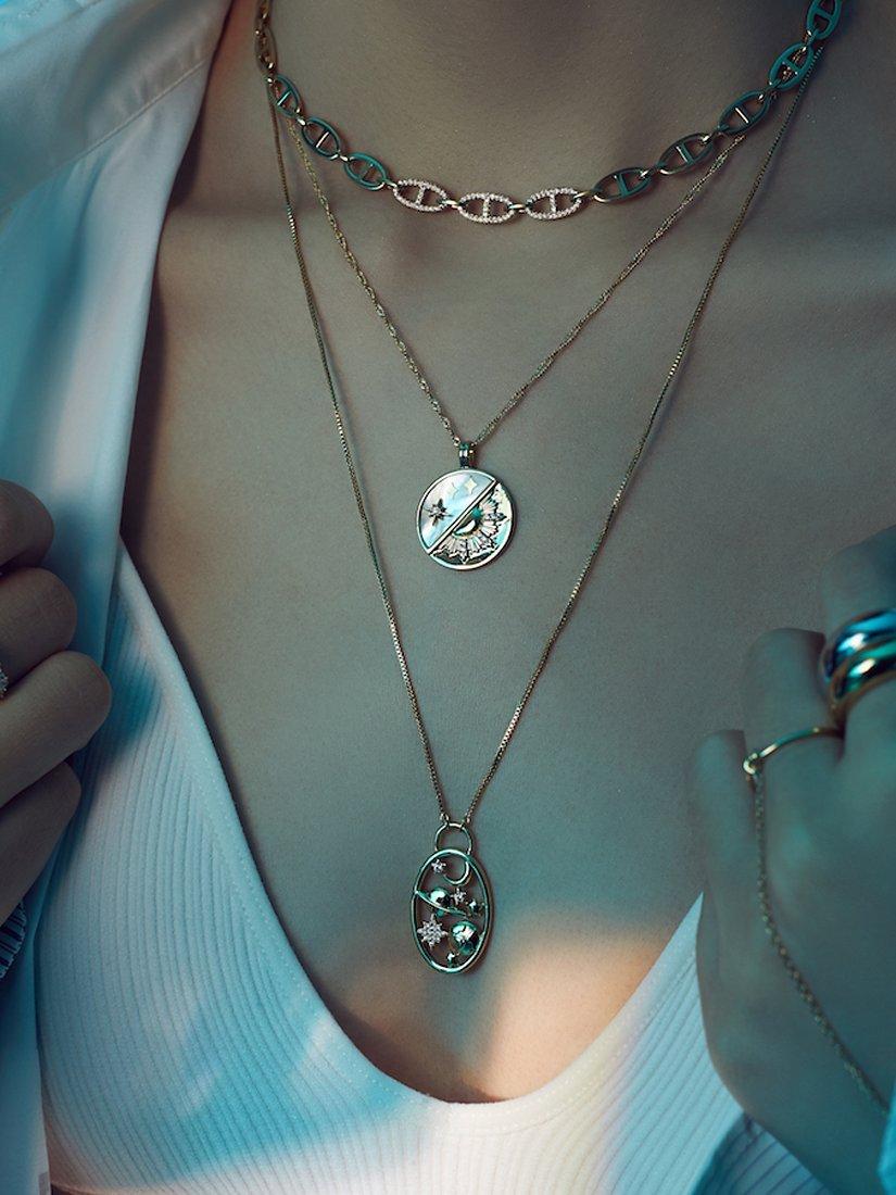 Product image 3 of 4, which shows Wanderlust + Co Let Light In Pendant Necklace, Gold