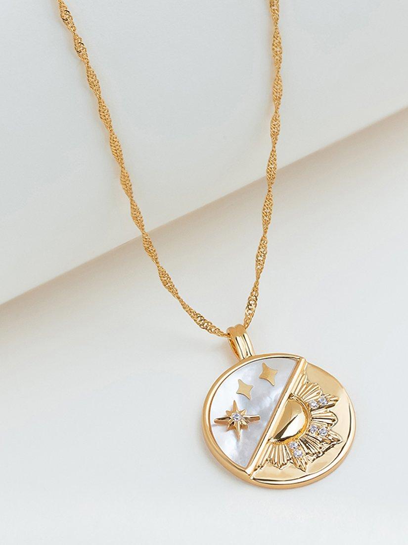 Product image 4 of 4, which shows Wanderlust + Co Let Light In Pendant Necklace, Gold