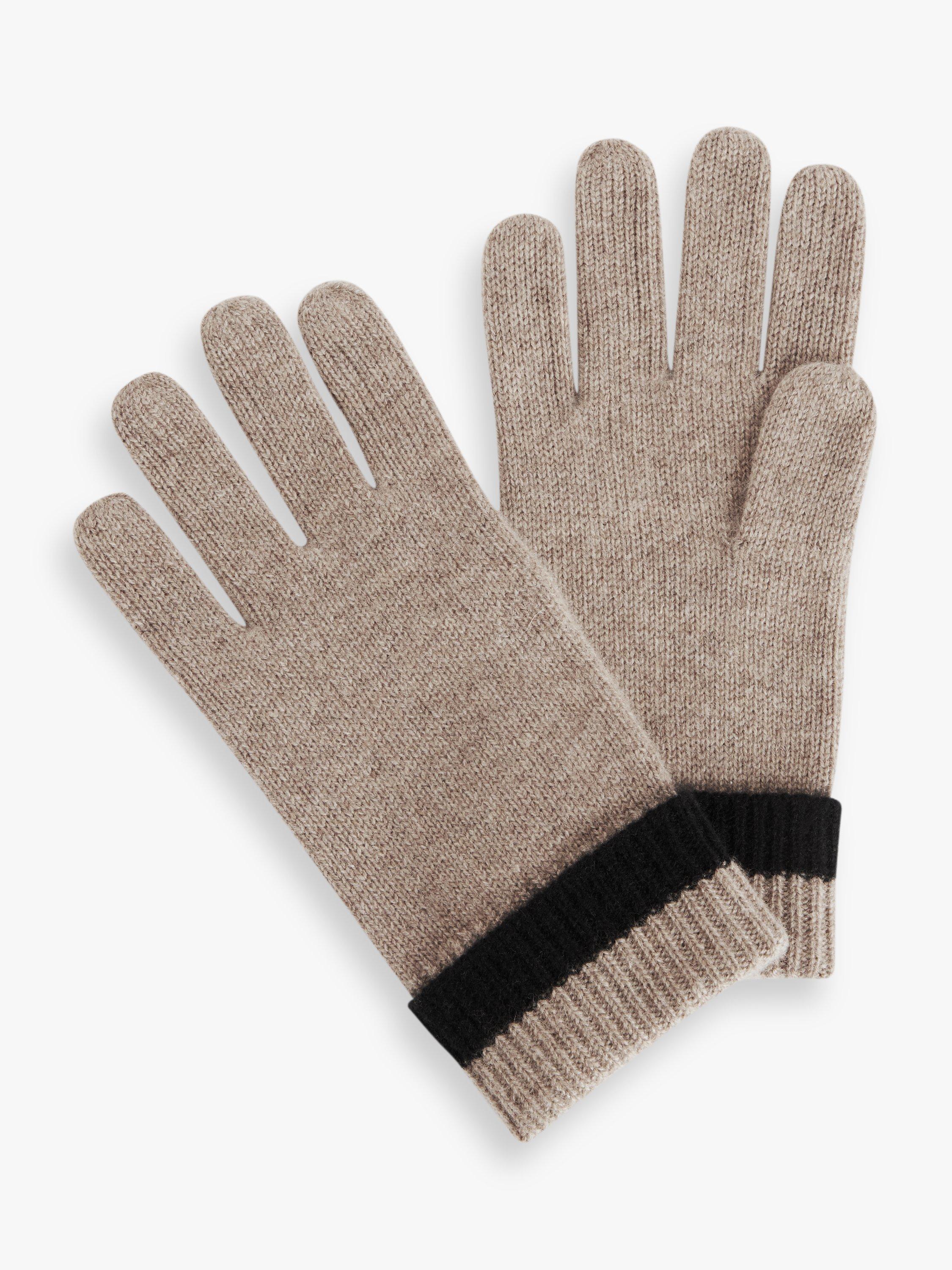 John Lewis Tipped Cashmere Gloves, Taupe