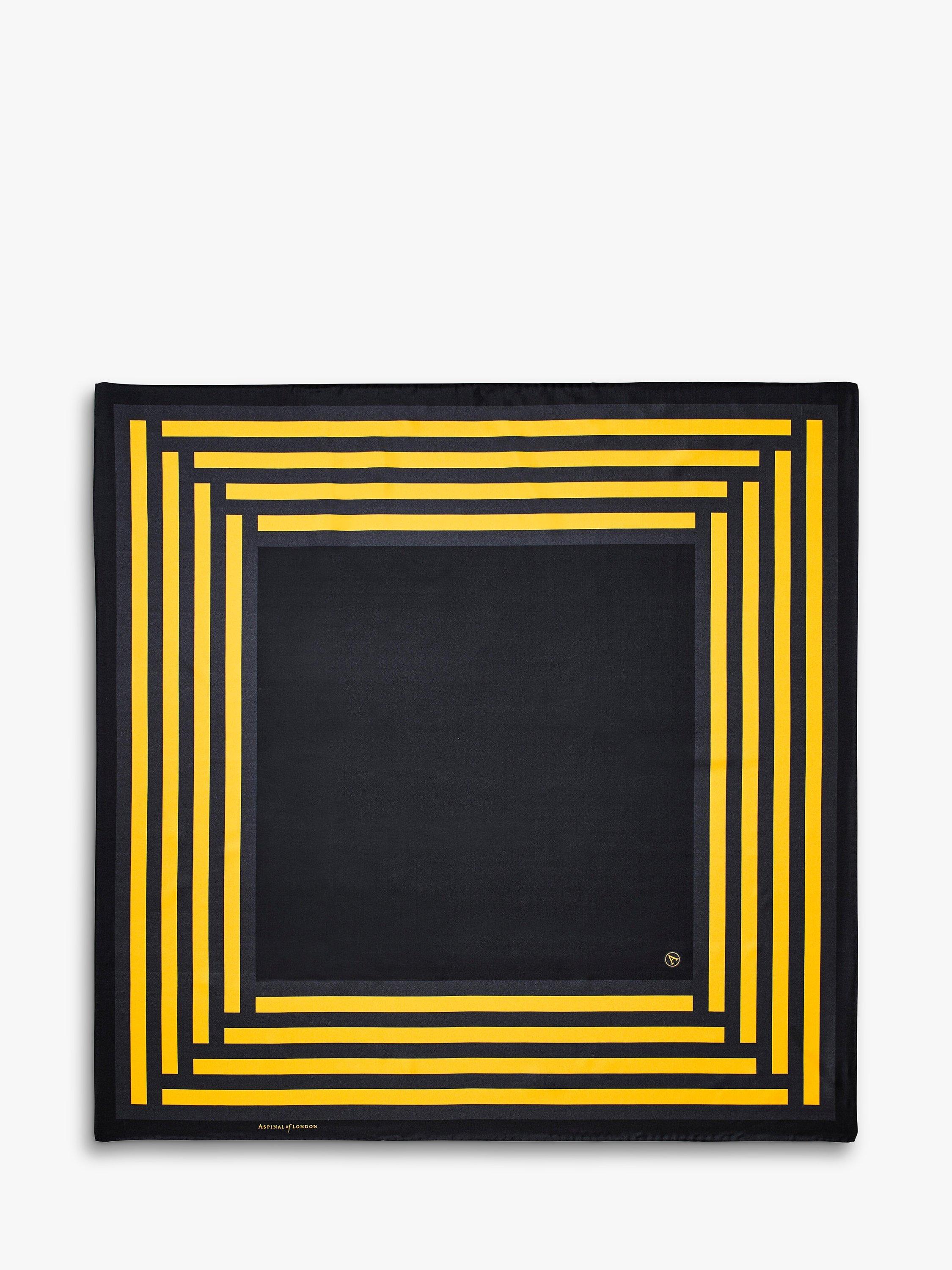 Aspinal of London Geometric Square Silk Scarf, Black/Gold