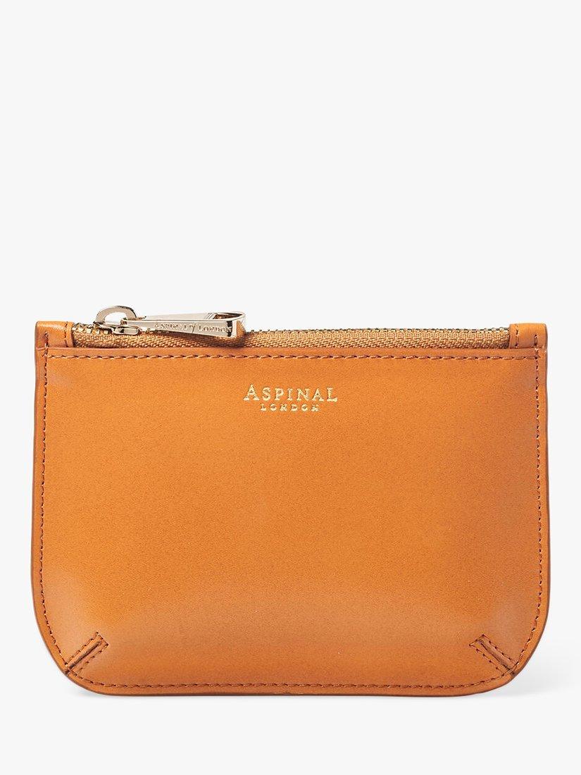 Aspinal of London Ella Smooth Leather Small Pouch Purse, Mustard
