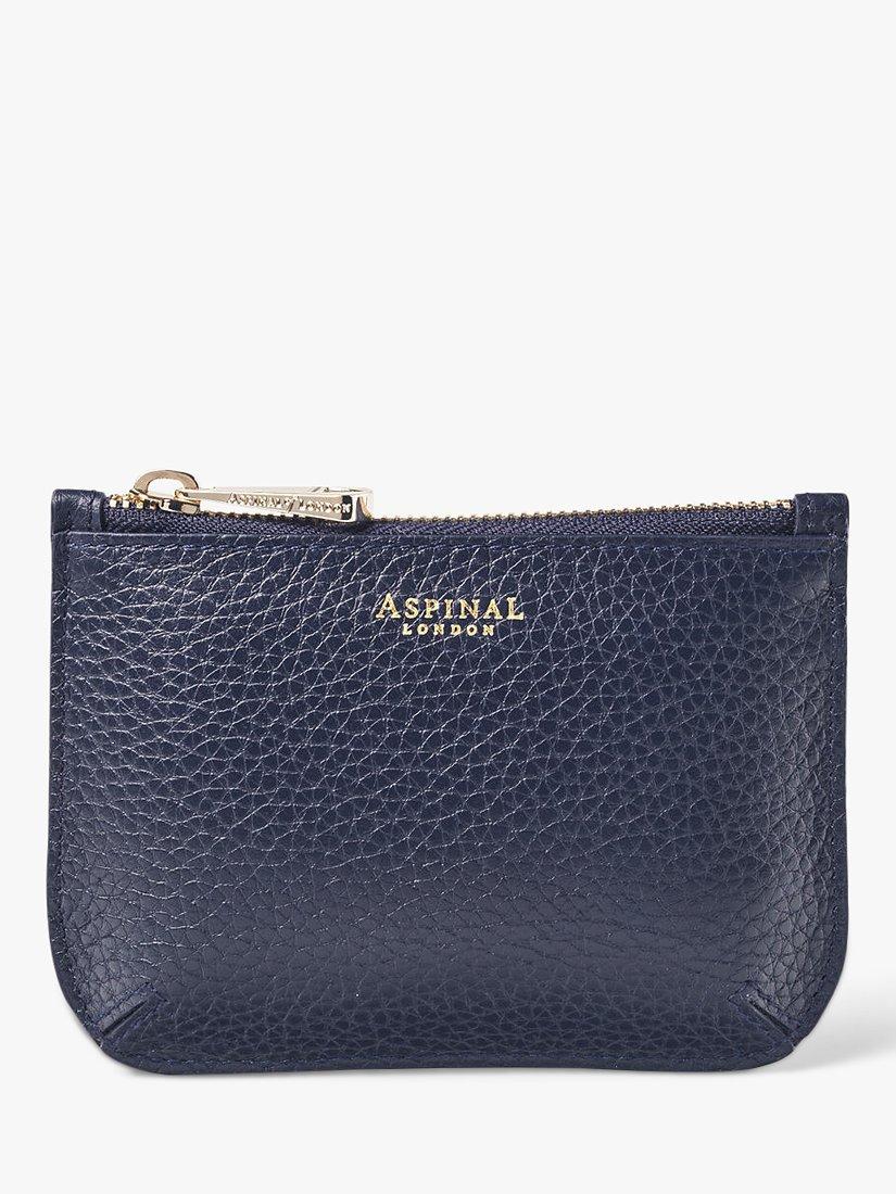 Aspinal of London Ella Pebble Grain Leather Small Pouch Purse, Navy