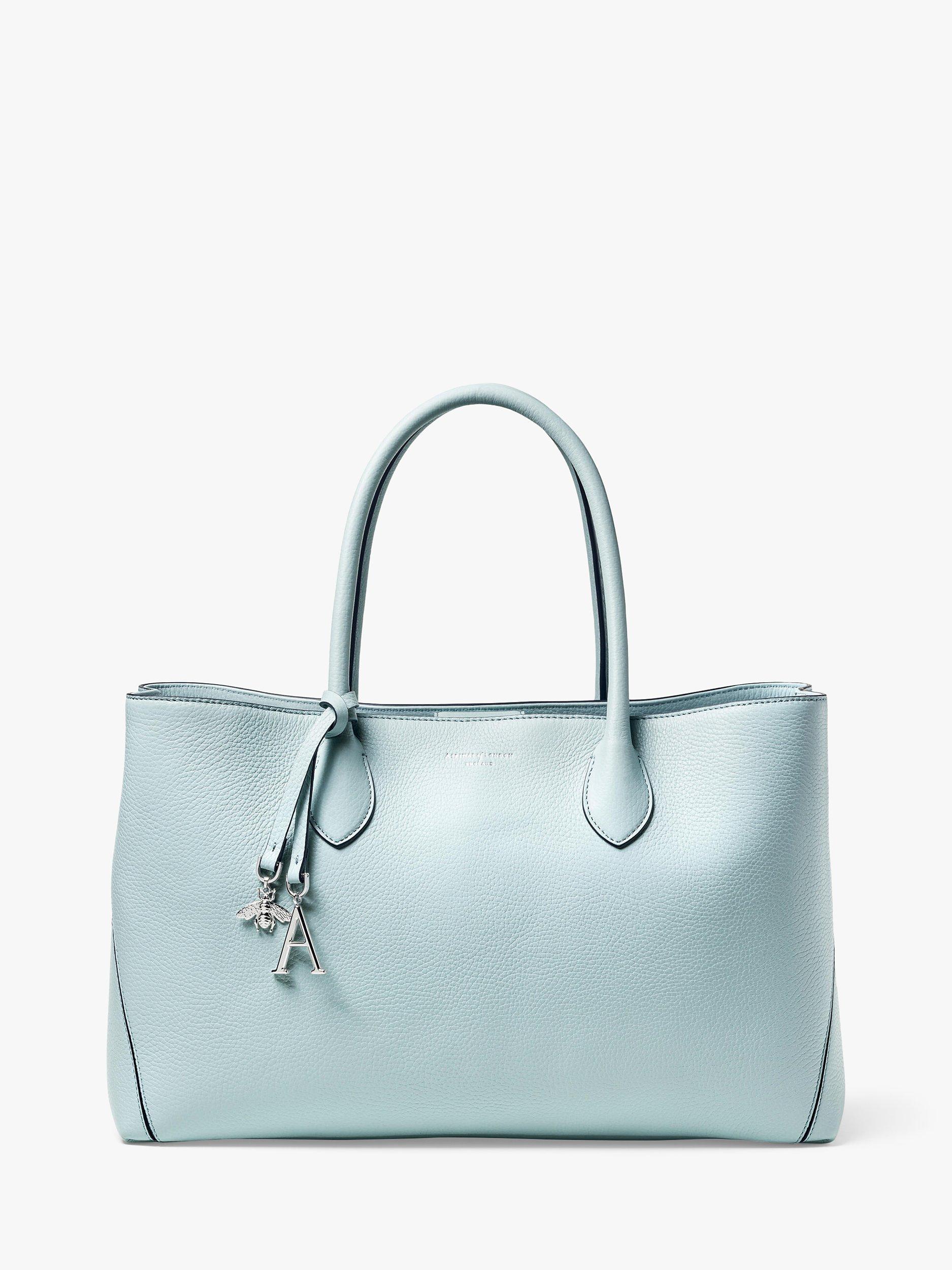 Aspinal of London Leather London Tote Bag, Pool Blue