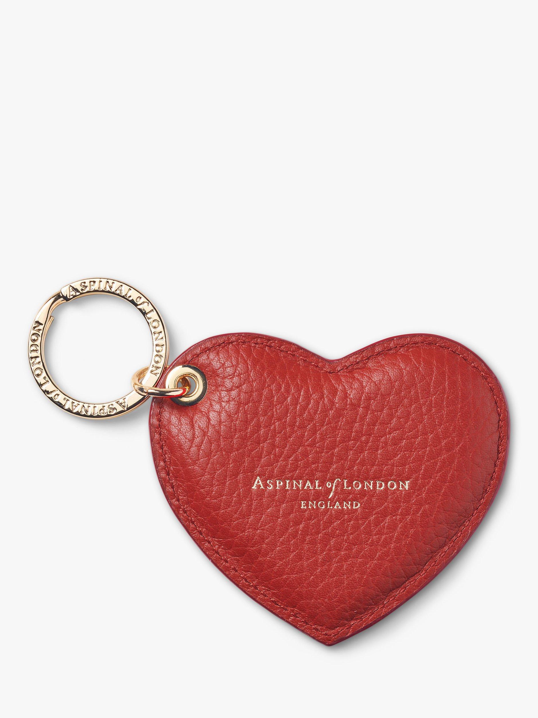 Product image 1 of 2, which shows Aspinal of London Leather Heart Keyring, Cardinal Red