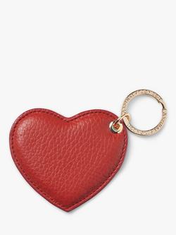 Aspinal of London Leather Heart Keyring - view 2, Cardinal Red