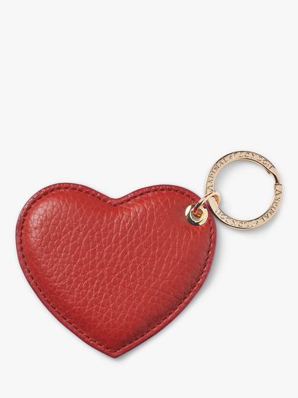 Aspinal of London Leather Heart Keyring - view 2, Cardinal Red