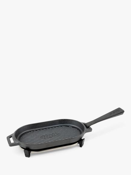 Ooni Cast Iron Grizzler Pan & Stainless Steel Trivet Stand, 26cm, Black