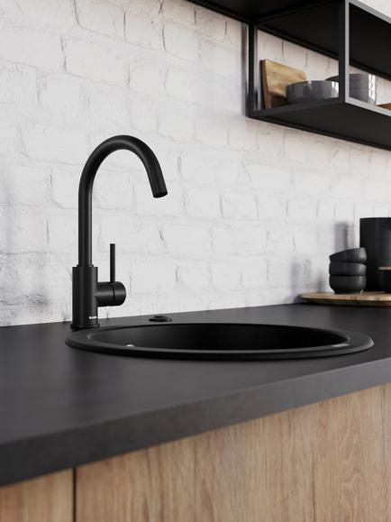 BLANCO Mida Single Lever Monobloc Kitchen Mixer Tap - view 2, Black Matte