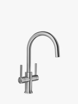 BLANCO Candor Swivel Spout 2 Lever Kitchen Mixer Tap, Stainless Steel, Stainless Steel