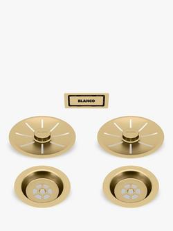 BLANCO InFino Outlet 2 Bowl Kitchen Sink Waste & Overflow Set, Satin Gold