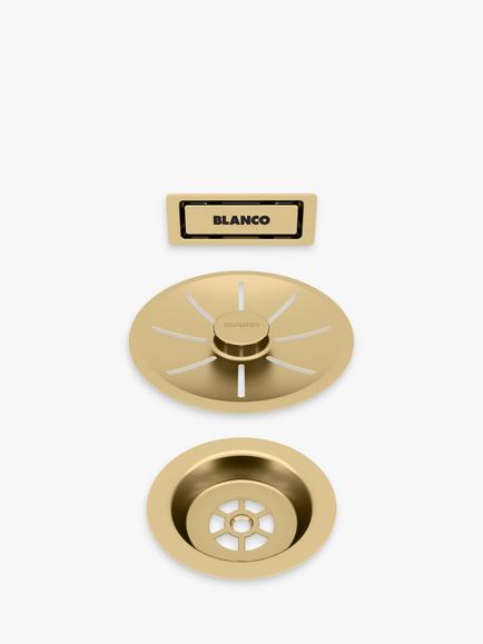 BLANCO InFino Outlet Single Bowl Kitchen Sink Waste & Overflow Set, Satin Gold