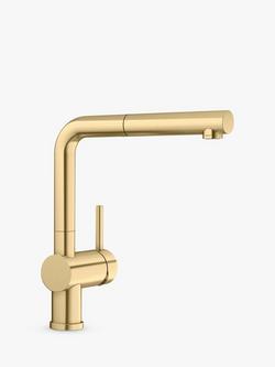 BLANCO Linus-S Swivel Spout Pull-Out Spray Single Lever Kitchen Mixer Tap, Satin Gold
