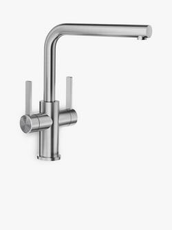 BLANCO Lanora Swivel Spout 2 Lever Kitchen Mixer Tap, Stainless Steel, Stainless Steel
