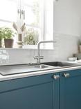 BLANCO Lanora Swivel Spout 2 Lever Kitchen Mixer Tap, Stainless Steel