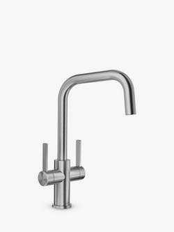 BLANCO Jandora Swivel Spout 2 Lever Kitchen Mixer Tap, Stainless Steel, Stainless Steel