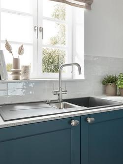 BLANCO Jandora Swivel Spout 2 Lever Kitchen Mixer Tap, Stainless Steel - view 2, Stainless Steel