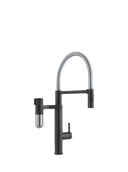 Franke Vital Capsule Swivel J Spout 2 Lever 3-in-1 Water Filter Kitchen Tap, Matt Black
