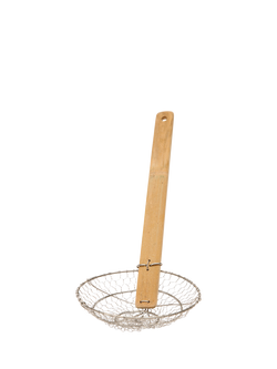 School Of Wok Stainless Steel Wok Strainer with Bamboo Handle, Black