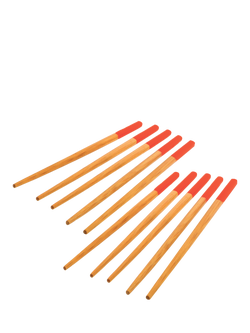 School Of Wok Bamboo Chopsticks, Set of 10, Natural/Red, Black