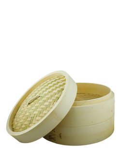 School Of Wok 2-Tier 10" Bamboo Steamer, 25cm, Black